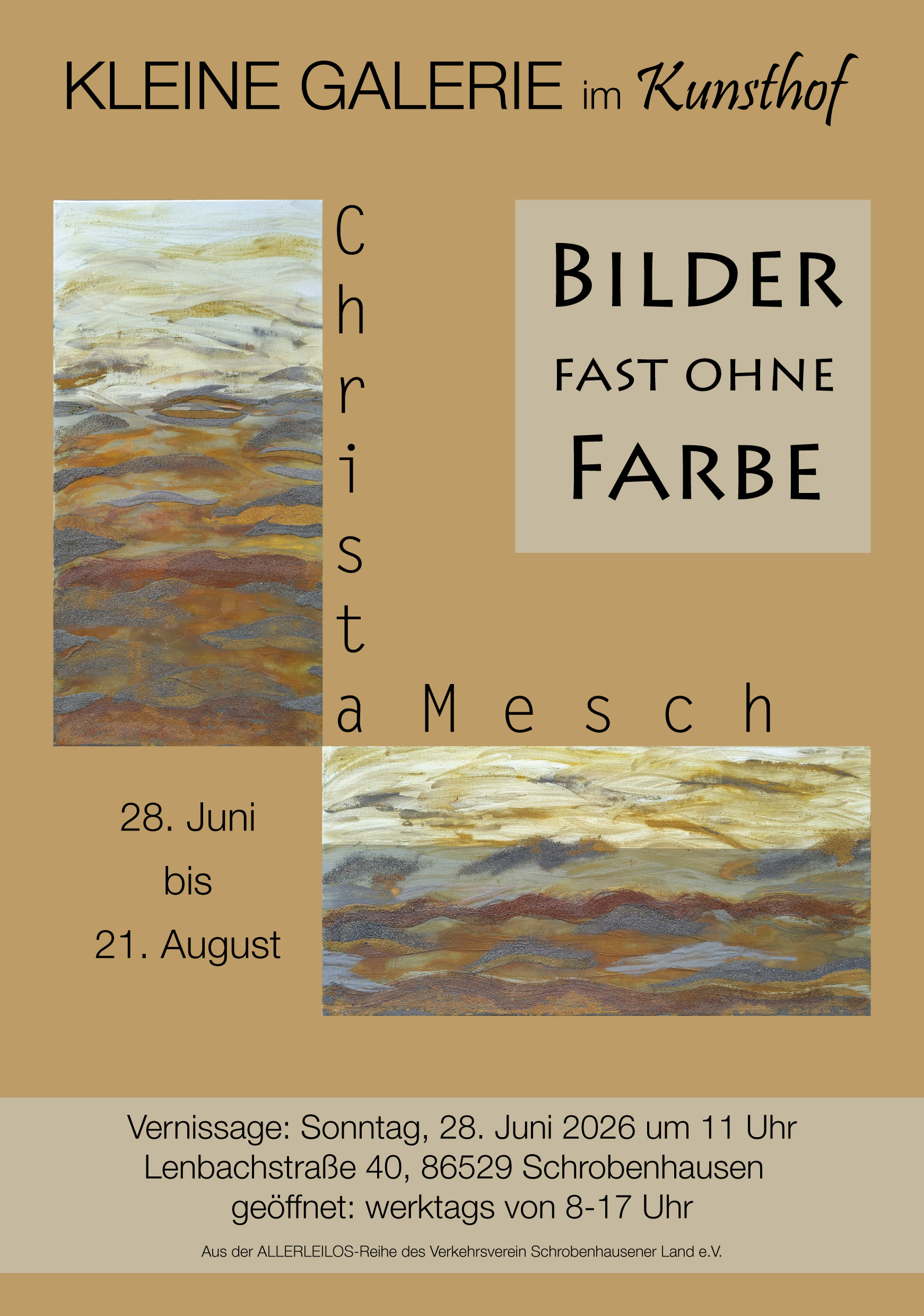 Plakat zur Ausstellung "Bilder fast ohne Farbe" von Christa Mesch